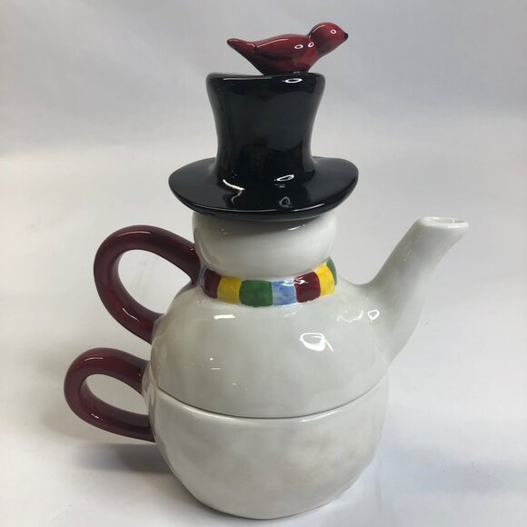 Oneida SnowMates Tea for One Hand Painted Teapot & Cup New Open Box - Picture 12 of 14
